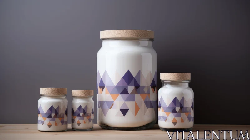 Glass Jars with Cork Lids - Product Shot on Wooden Table AI Image