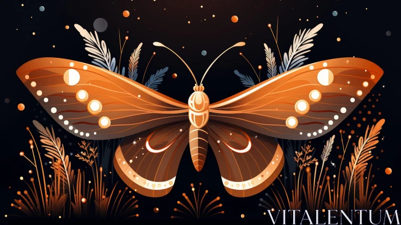 Intricate Butterfly Night Illustration AI Image