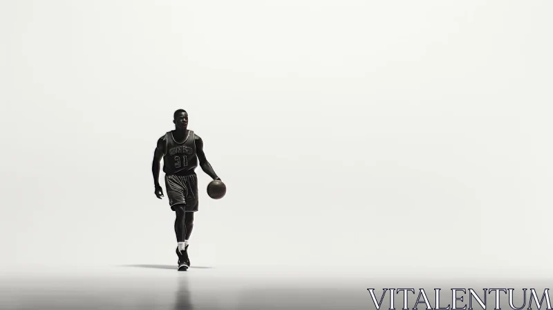 Basketball Player Dribbling Ball - Sports Magazine Image AI Image
