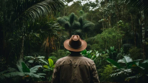 Brown Hat Person in Lush Green Jungle