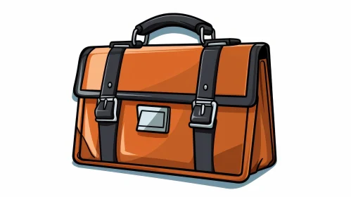Brown Leather Briefcase Vector Illustration