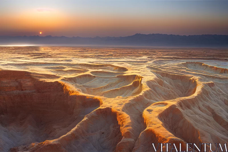 Captivating Aerial Photo of Dead Sea Canyon | Ancient Chinese Art Influence AI Image