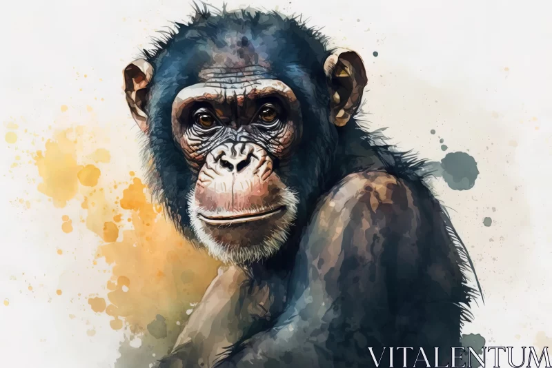 Captivating Watercolor Painting of a Chimpanzee AI Image
