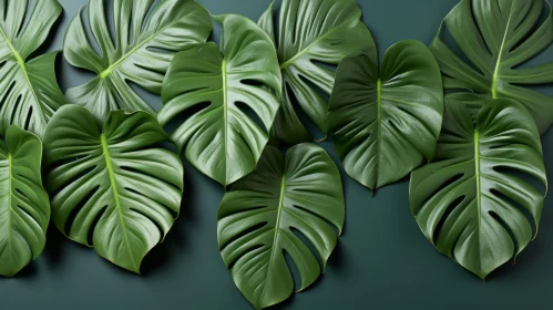 Close-Up Green Monstera Leaves Pattern