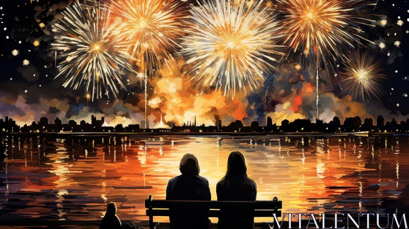 AI ART Enchanting Fireworks Display Over a Tranquil Lake