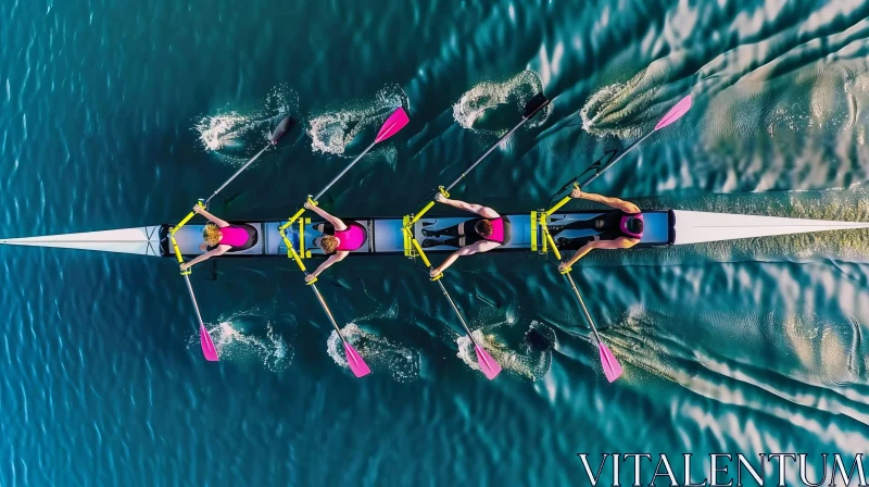 Female Rowing Team in Action | Water Sports Competition AI Image