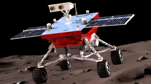 Moon Rover Exploration on Gray Surface