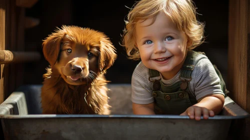 Sweet Toddler and Puppy Moment