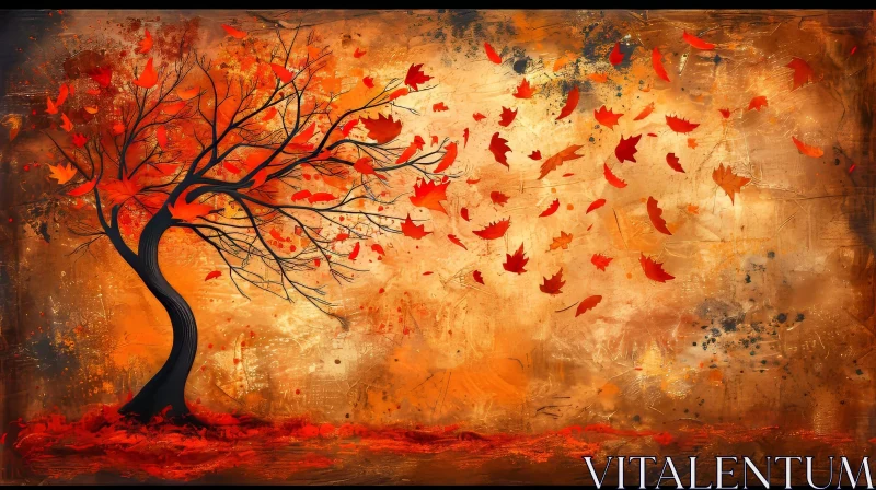Beautiful Tree Painting in Fall AI Image