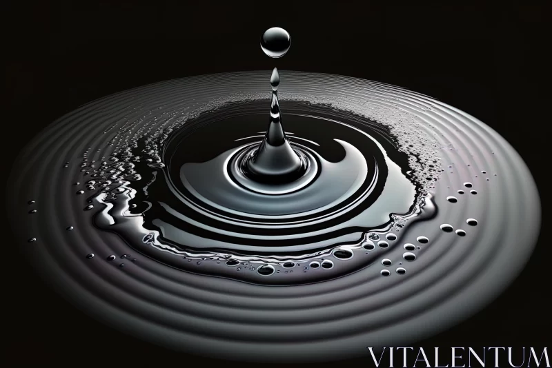 Black Droplet Artwork - Abstract Composition with Wavy Lines and Organic Shapes AI Image
