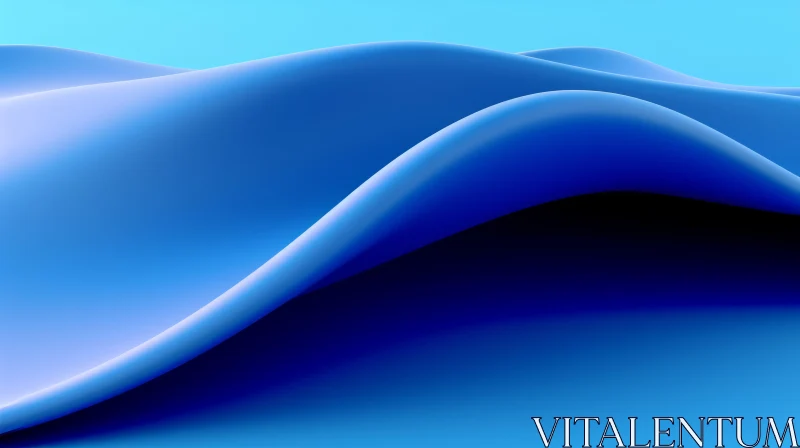 Blue Wavy Surface - Abstract 3D Rendering AI Image