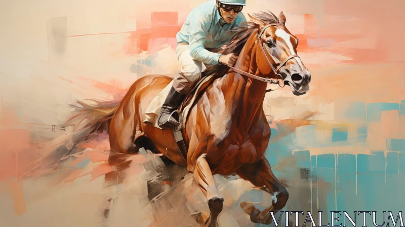AI ART Dynamic Jockey and Racehorse Painting