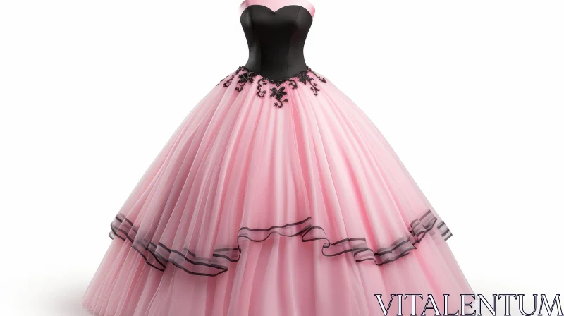 Elegant Pink and Black Ball Gown - Fashion Inspiration AI Image