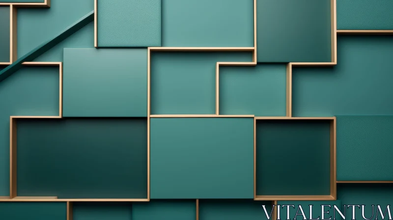 AI ART Green and Gold Geometric 3D Rendering