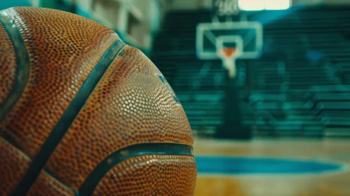 Close-up Basketball Image with Textured Surface
