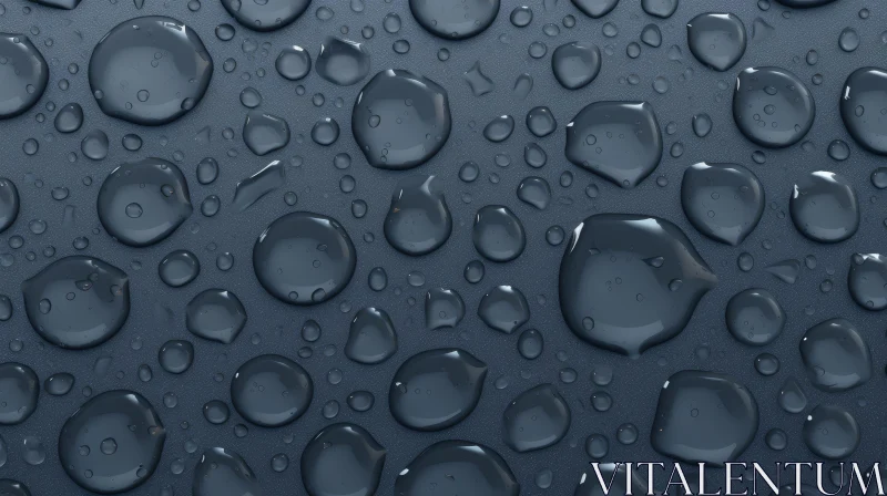 Enchanting Water Droplets on Dark Blue Surface AI Image