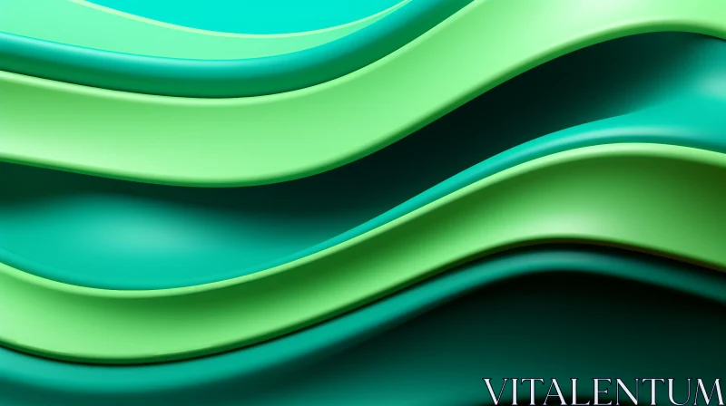 AI ART Green and Blue Waves - Abstract 3D Rendering
