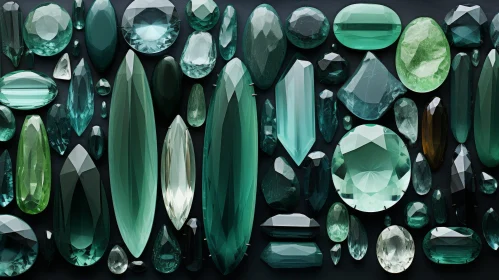 Green Gemstones on Black Background - Stunning Display