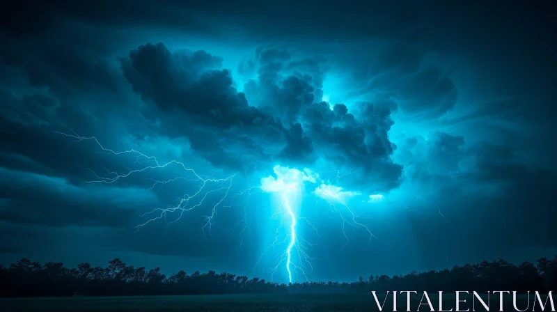 Intense Lightning Storm Nature Photography AI Image