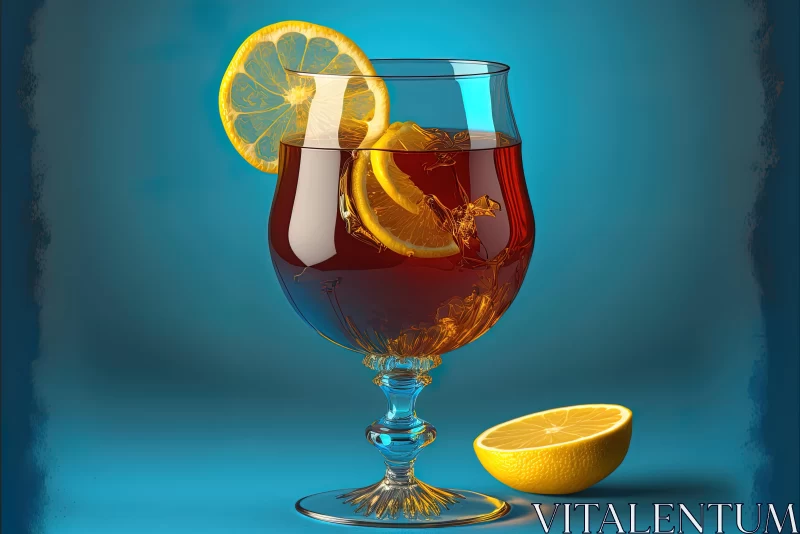 Luminous 3D Glass with Tea: A Captivating Composition AI Image