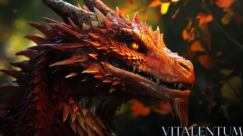 Red Dragon Head Digital Painting - Fantasy Artwork AI Image
