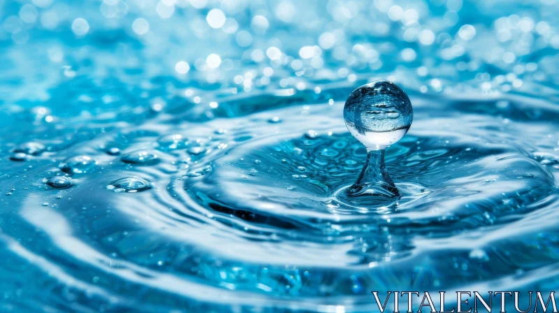 Serene Water Drop Ripple in Pool AI Image
