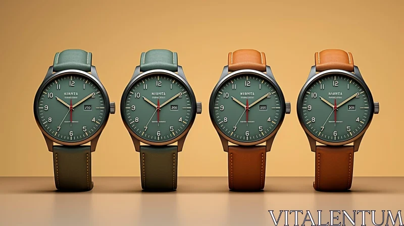 Stylish Leather Strap Wristwatches - KIANTA Collection AI Image