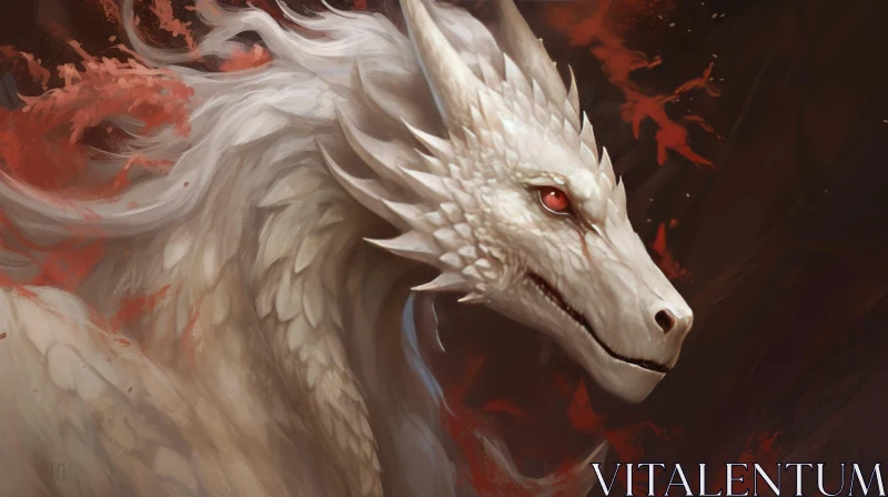 White Dragon Digital Painting in Stormy Sky AI Image