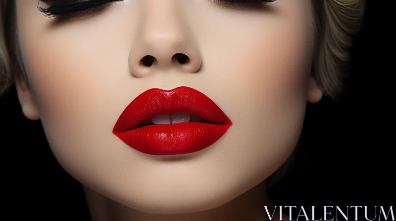 Woman's Lips Close-Up | Red Lipstick Beauty Shot AI Image