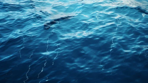 Deep Blue Ocean with Shark Swimming Near Surface