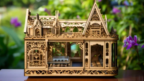 Detailed 3D Printed Victorian House Model in Garden