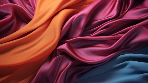 Elegant Silk Fabric Waves in Orange, Purple, and Blue