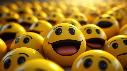 Expressive Yellow Emoji Faces Close-Up