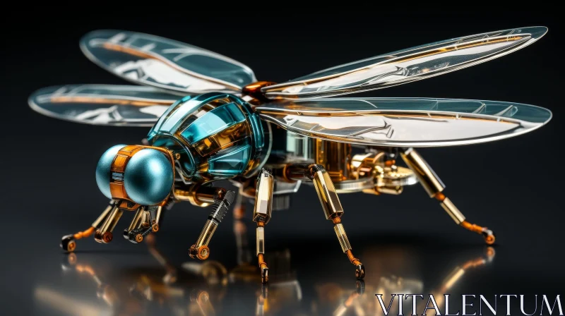 Exquisite 3D Dragonfly Sculpture in Blue and Green AI Image