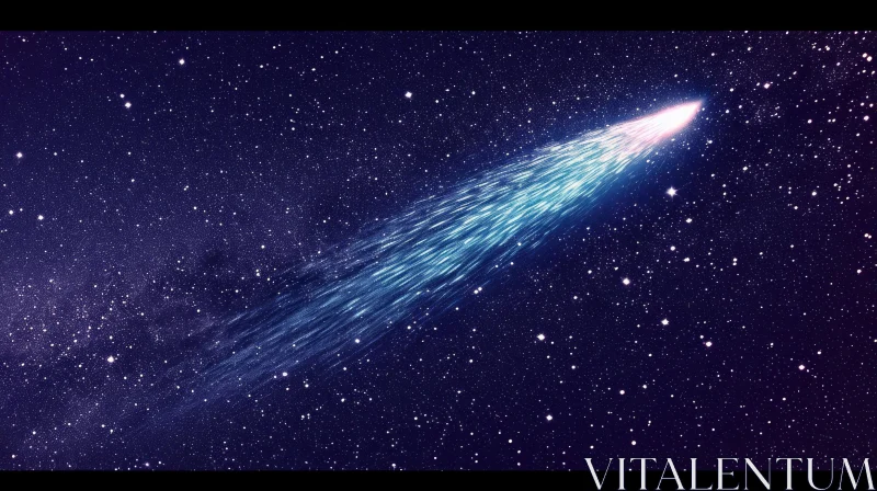 AI ART Glowing Comet in Starry Sky