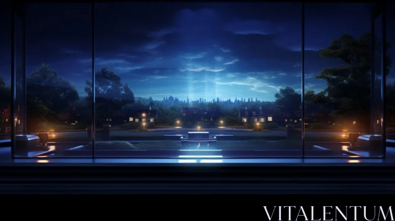 Night Cityscape Window View AI Image