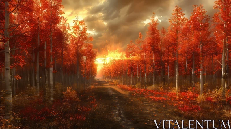 Tranquil Forest Landscape in Autumn | Nature Scene AI Image