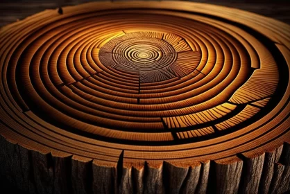 Captivating Wood Trunk with Wooden Circles - A Masterpiece of Global Illumination