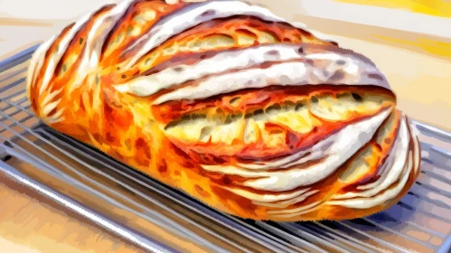 Delicious Golden Brown Bread on Cooling Rack
