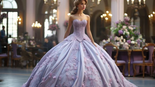 Elegant Woman in Purple Ball Gown