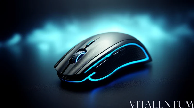 AI ART Futuristic Black Gaming Mouse with Blue LED Lights
