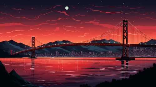 Golden Gate Bridge Digital Painting - Cityscape Artwork