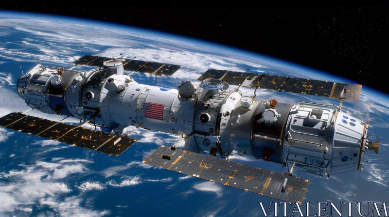 AI ART International Space Station (ISS) Orbiting Earth