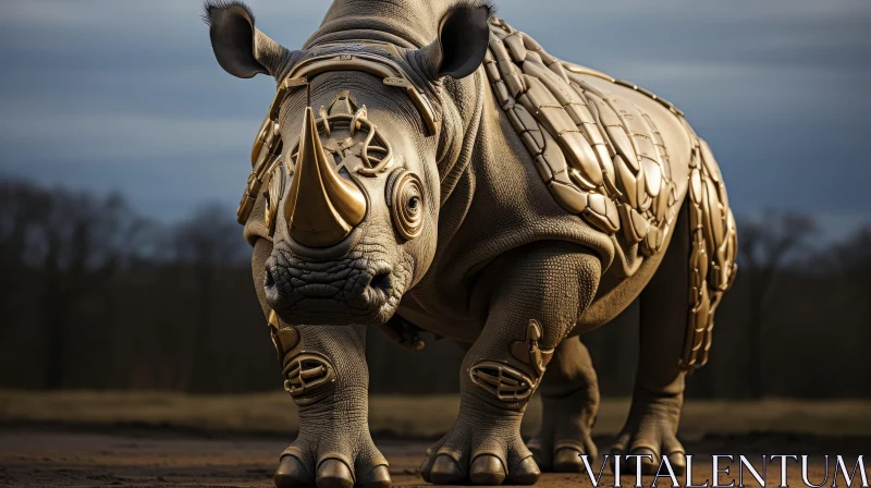 Powerful Rhinoceros in Nature AI Image