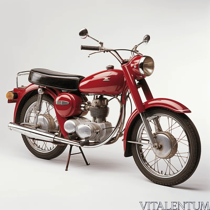 Red Motorcycle: A Nostalgic Ride from the 1960s AI Image