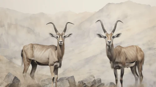 Serene Antelopes Watercolor Painting