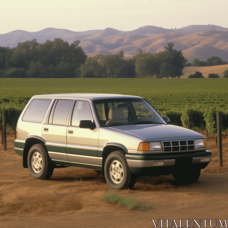 AI ART Sinuous Lines and Subtle Coloring: An Outback SUV in the Style of the 1990s
