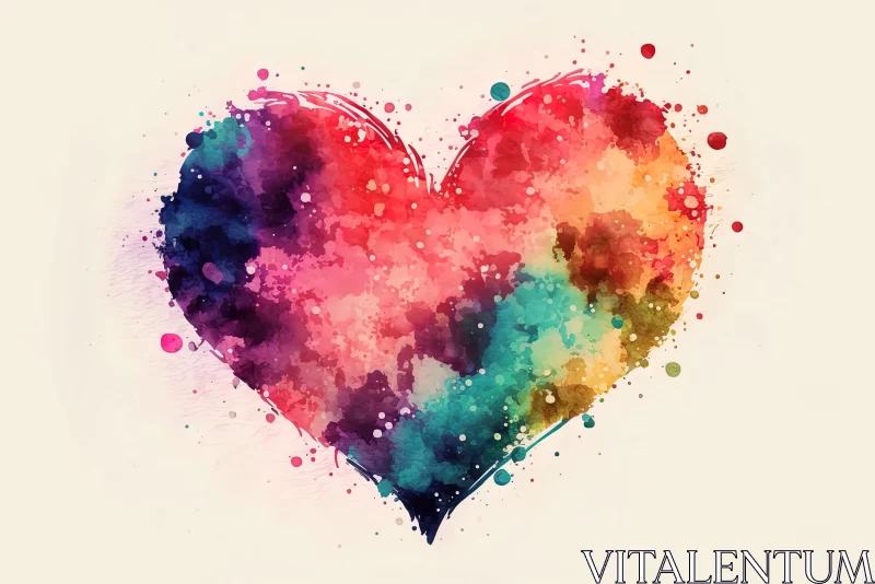 Bold and Colorful Heart Watercolor Painting for Tablet PC AI Image