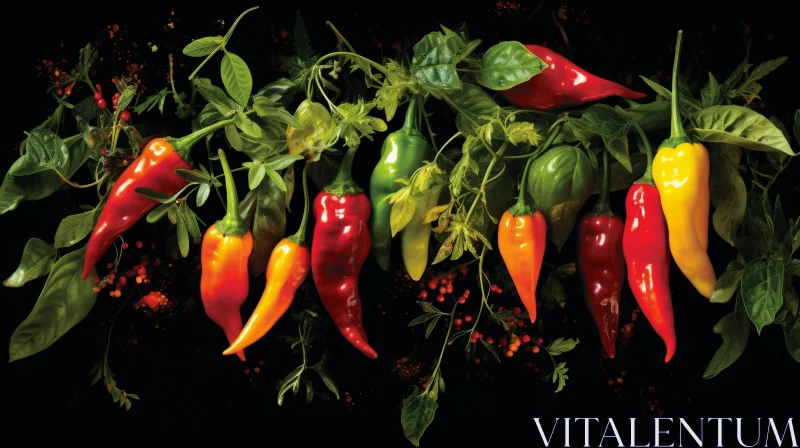 Colorful Chili Peppers Still Life AI Image