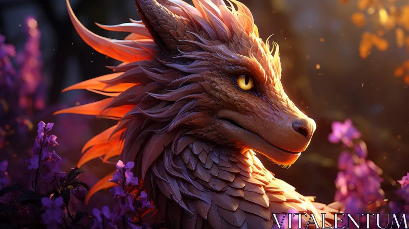 Dragon Digital Painting in Fantasy Setting AI Image